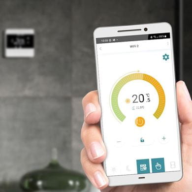 Digital thermostat for local control radiant heating and cooling